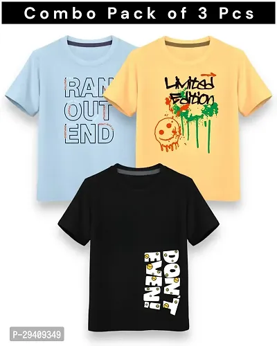 Stylish Multicoloured Cotton Printed T-Shirt For Boys Pack Of 3