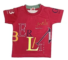 Kids Round Neck T-Shirt With Half Pant (Red)-thumb1