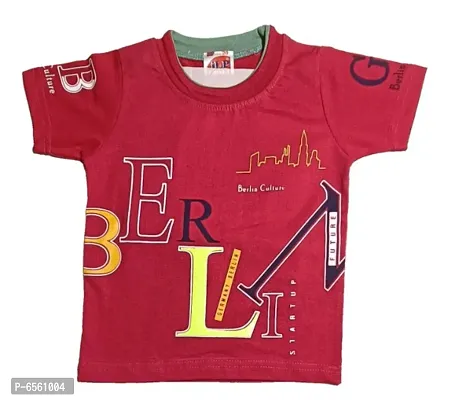 Kids Round Neck T-Shirt With Half Pant (Red)-thumb2