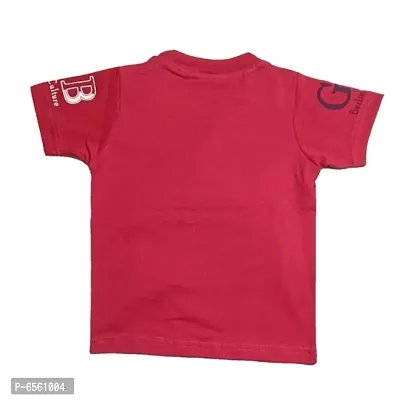 Kids Round Neck T-Shirt With Half Pant (Red)-thumb3