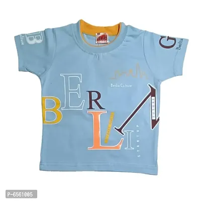 Kids Round Neck T-Shirt With Half Pant (Sky)-thumb2