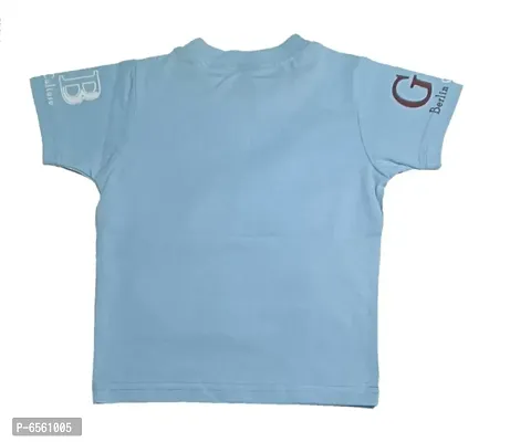 Kids Round Neck T-Shirt With Half Pant (Sky)-thumb3