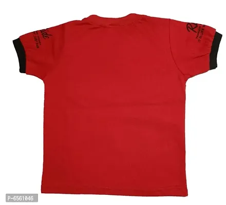 Kids Round Neck T-Shirt With Half Pant (Red)-thumb2