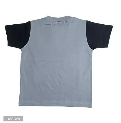 Kids Round Neck T-Shirt With Half Pant (Grey)-thumb3