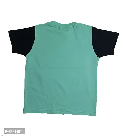 Kids Round Neck T-Shirt With Half Pant (Green)-thumb3