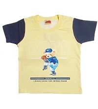 Kids Round Neck T-Shirt With Half Pant (Yellow)-thumb1