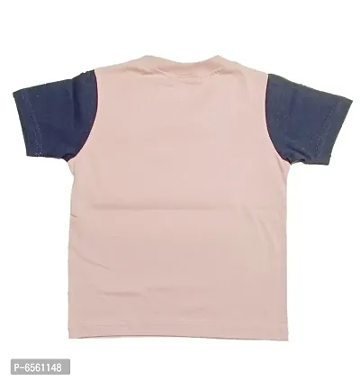 Kids Round Neck T-Shirt With Half Pant (Salmon)-thumb3