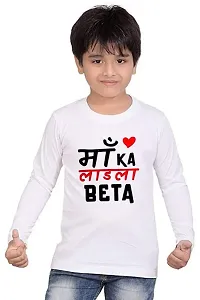 Maa Ka Ladla Beta T Shirt for Kids Boys White-thumb1