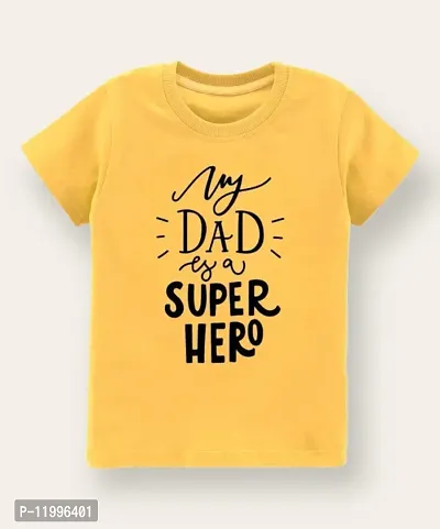 Mustard Cotton Blend Printed Tees for Boys