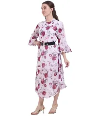Fashion Insta Polyester Long Dress Printed Frock for Women (White Printed Red, XL)-thumb2