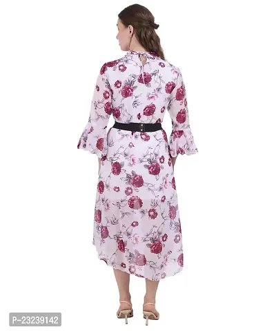 Fashion Insta Polyester Long Dress Printed Frock for Women (White Printed Red, XL)-thumb5