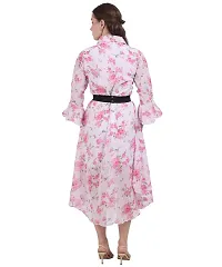 Fashion Insta Polyester Long Dress Printed Frock for Women (White Printed Pink, M)-thumb4