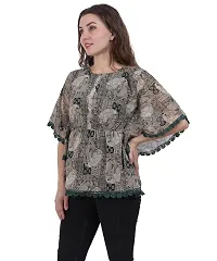 Fashion Insta Chiffon Green Printed Top for Women (Dark Green, XXL)-thumb3