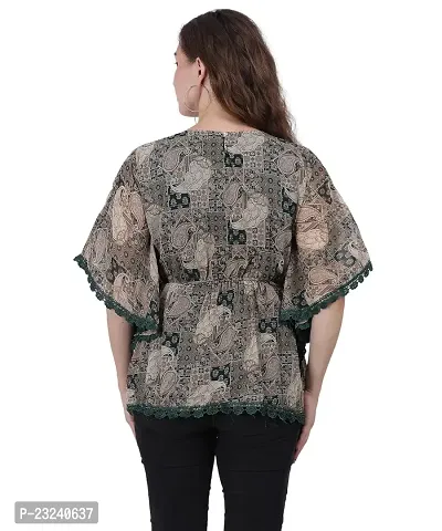 Fashion Insta Chiffon Green Printed Top for Women (Dark Green, XXL)-thumb5