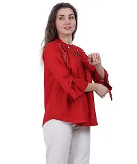 Fashion Insta Viscose Rayon Round Neck Red Top for Women (Red, XL)-thumb1