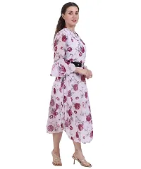 Fashion Insta Polyester Long Dress Printed Frock for Women (White Printed Red, XL)-thumb1