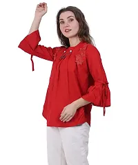 Fashion Insta Viscose Rayon Round Neck Red Top for Women (Red, XL)-thumb2