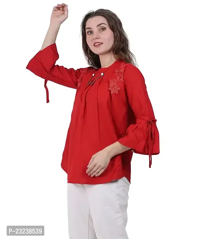 Fashion Insta Viscose Rayon Round Neck Red Top for Women (Red, XL)-thumb3