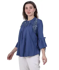 Fashion Insta Viscose Rayon Round Neck Blue Top for Women (Blue, XL)-thumb2