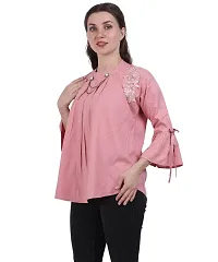 Fashion Insta Puffy Fashion Women's Viscose Rayon Casual Round Neck 3/4 Sleeve Top (Pink, XL)-thumb3