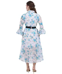 Fashion Insta Polyester Long Dress Printed Frock for Women (White Printed SkyBlue, M)-thumb4