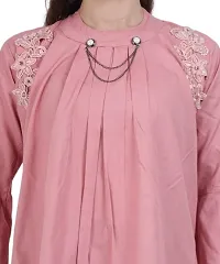 Fashion Insta Puffy Fashion Women's Viscose Rayon Casual Round Neck 3/4 Sleeve Top (Pink, XL)-thumb4