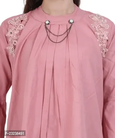 Fashion Insta Puffy Fashion Women's Viscose Rayon Casual Round Neck 3/4 Sleeve Top (Pink, XL)-thumb5