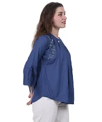 Fashion Insta Viscose Rayon Round Neck Blue Top for Women (Blue, XL)-thumb1