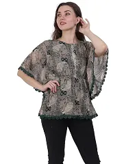 Fashion Insta Chiffon Green Printed Top for Women (Dark Green, XXL)-thumb1