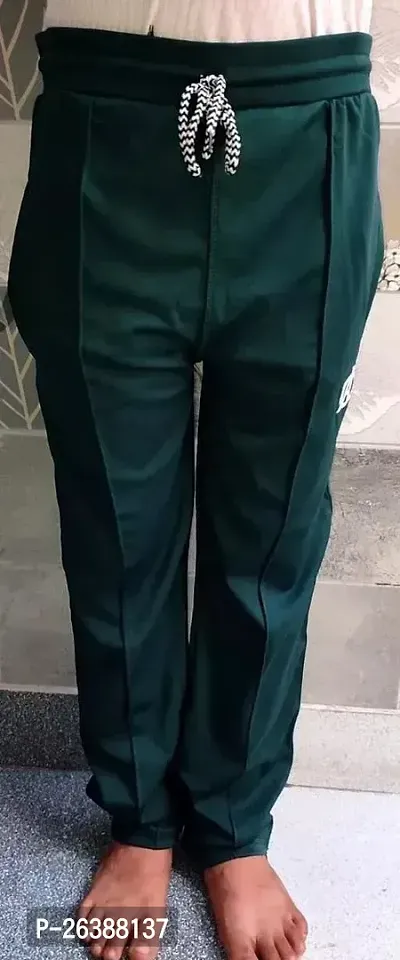 Elegant Green Polyester Self Pattern Track Pants For Boys