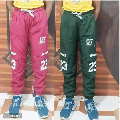 Elegant Polyester Self Pattern Joggers For Boys- Pack Of 2