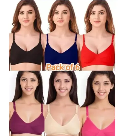 Womens Non-Padded Wire Free Full-Coverage Bra Pack of