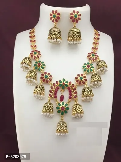 Traditional Alloy Necklace with Earring for Women