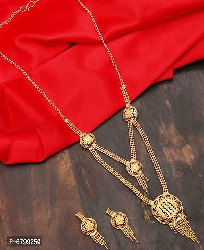 Traditional Gold Plated Necklace with Earrings for Women-thumb0