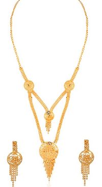 Traditional Gold Plated Necklace with Earrings for Women-thumb1