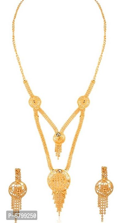 Traditional Gold Plated Necklace with Earrings for Women-thumb2