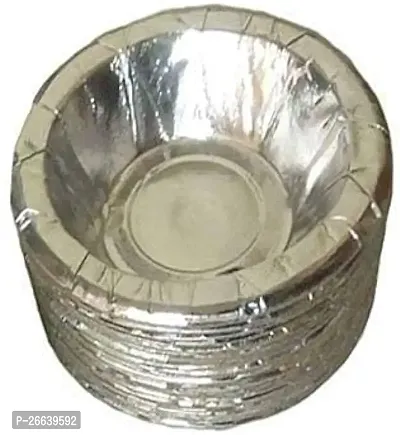 Paper Disposable Donas,Serving Bowl Silver, 6 Inches Party Plates 40Pcs +Free Paper Bowl Packet-thumb0