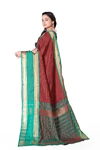 Beautiful Maroon Cotton Silk Woven Design Saree with Blouse Piece For Women-thumb1