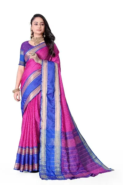 Stylish Art Silk Woven Design Saree with Blouse Piece For Women