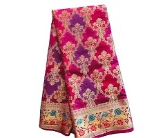 Beautiful Pink Organza Jacquard Saree with Blouse Piece For Women-thumb1