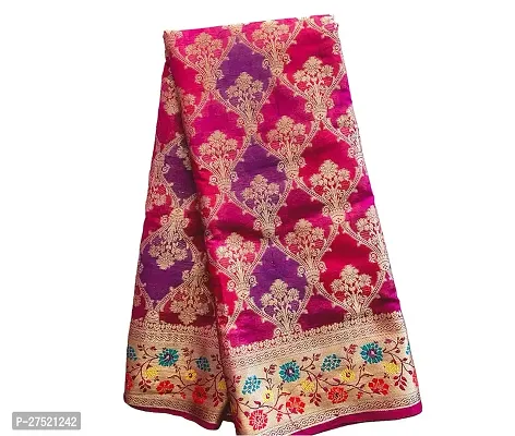 Beautiful Pink Organza Jacquard Saree with Blouse Piece For Women-thumb2