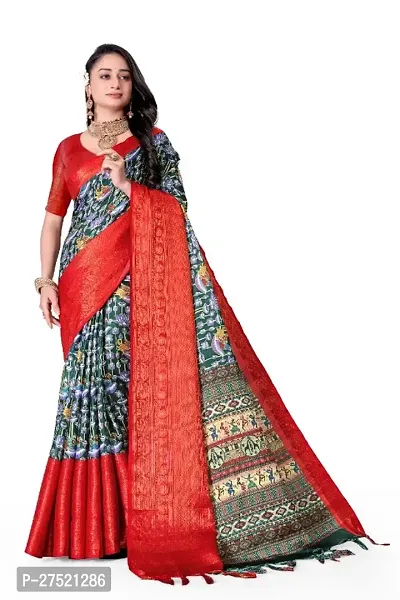 Beautiful Multicoloured Cotton Silk Woven Design Saree with Blouse Piece For Women