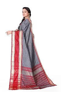 Beautiful Grey Cotton Silk Woven Design Saree with Blouse Piece For Women-thumb4