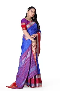 Beautiful Blue Cotton Silk Woven Design Saree with Blouse Piece For Women-thumb3