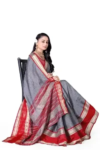 Beautiful Grey Cotton Silk Woven Design Saree with Blouse Piece For Women-thumb1