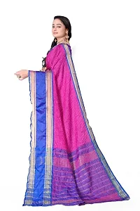 Beautiful Pink Cotton Silk Woven Design Saree with Blouse Piece For Women-thumb4