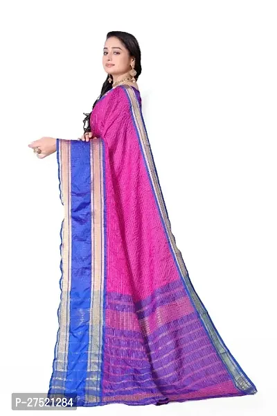 Beautiful Pink Cotton Silk Woven Design Saree with Blouse Piece For Women-thumb5