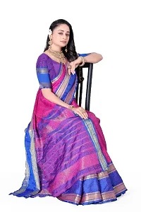 Beautiful Pink Cotton Silk Woven Design Saree with Blouse Piece For Women-thumb1