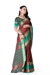 Beautiful Maroon Cotton Silk Woven Design Saree with Blouse Piece For Women-thumb3