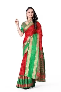 Beautiful Red Cotton Silk Woven Design Saree with Blouse Piece For Women-thumb3